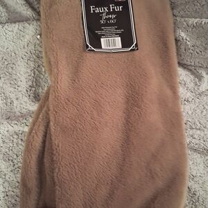 Tan Faux Fur Throw Blanket